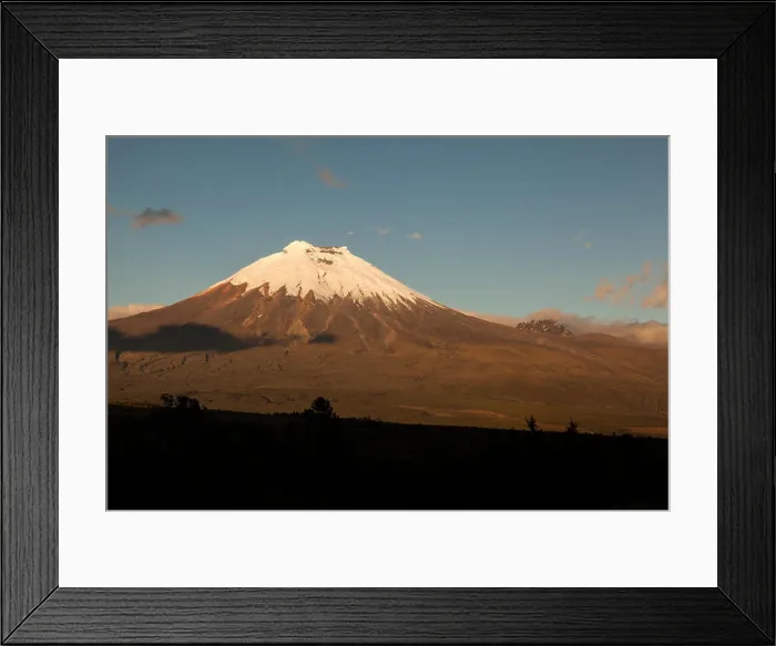 Framed Print : Volcano Cotopaxi and Morurco seen from the west at sunset, Andes of Ecuador