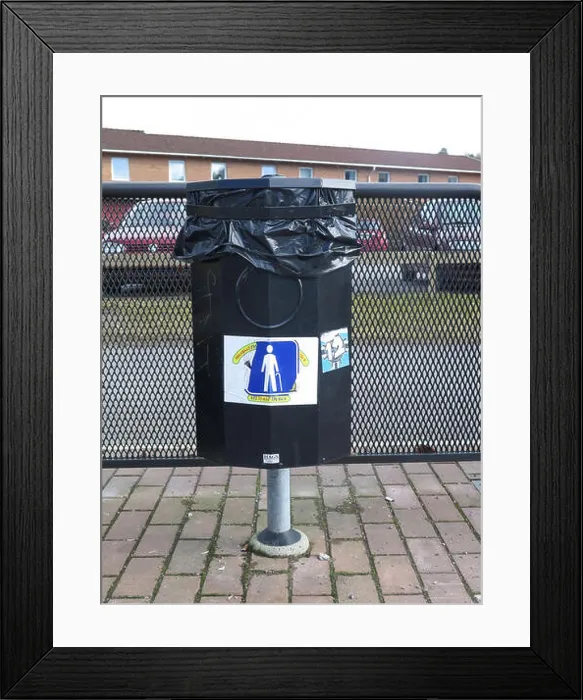 Framed Print : one outdoor paper basket to put garbich and paper in Framed Print : one outdoor paper basket to put garbich and paper in