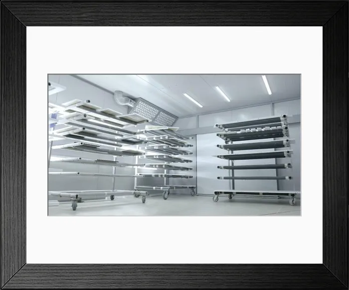 Framed Print : Warehouse with wooden frames. Action Framed Print : Warehouse with wooden frames. Action