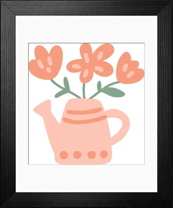 Framed Print : Flower bouquet in the blue watering can Framed Print : Flower bouquet in the blue watering can