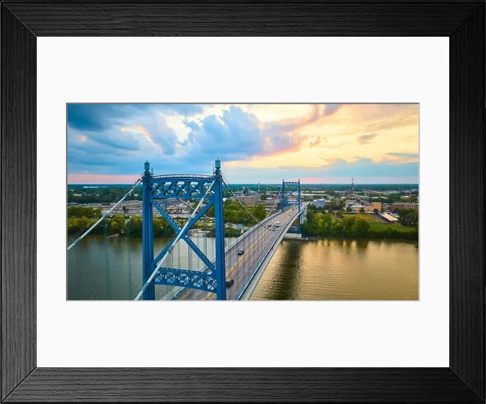Framed Print : Aerial View of Toledo Anthony Wayne Bridge at Sunset Framed Print : Aerial View of Toledo Anthony Wayne Bridge at Sunset