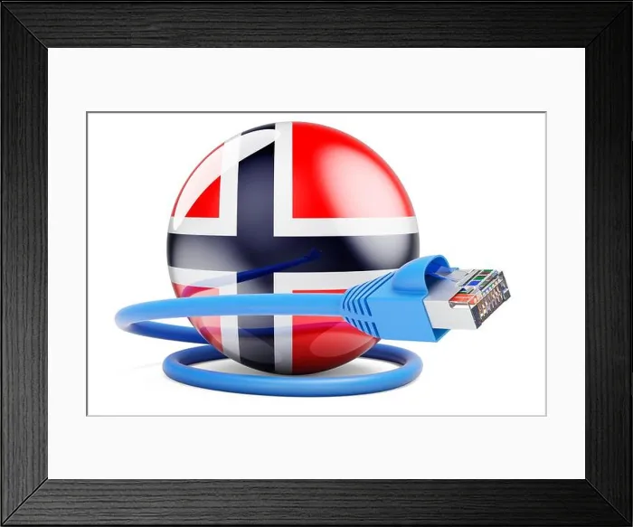 Framed Print : Internet connection in Norway. Lan cable with Norwegian flag. 3D rendering isolated on white background Framed Print : Internet connection in Norway. Lan cable with Norwegian flag. 3D rendering isolated on white background