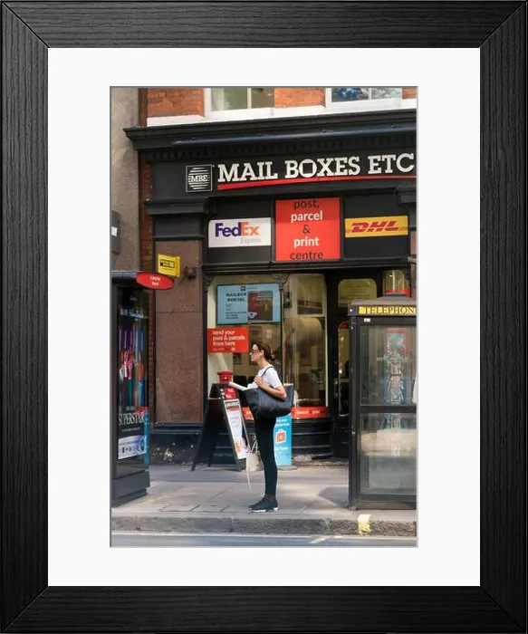 Framed Print : Bus stop waiting for a bus, MAIL BOXES ETC. Victoria Street Framed Print : Bus stop waiting for a bus, MAIL BOXES ETC. Victoria Street