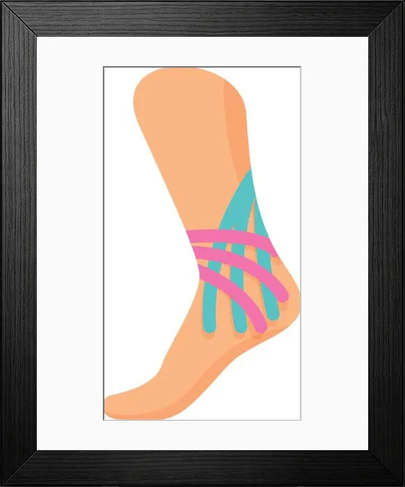Framed Print : Foot kinesio tape icon cartoon vector. Muscle tape. Sport support