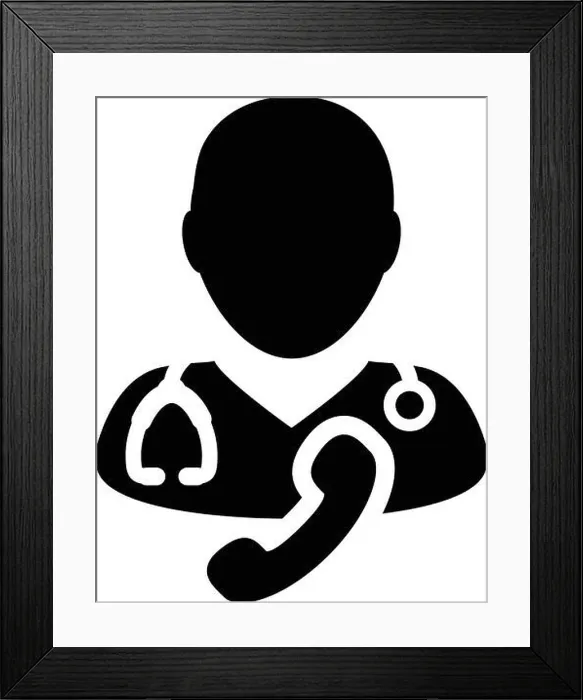 Framed Print : Patient consultation icon vector male doctor person profile avatar with stethoscope Framed Print : Patient consultation icon vector male doctor person profile avatar with stethoscope