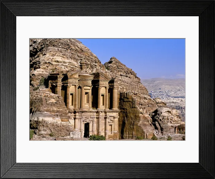 Framed Print : Jordan, Nabatean archeological site of Petra, the monastery, troglodyte temple carved in the rock cliff Framed Print : Jordan, Nabatean archeological site of Petra, the monastery, troglodyte temple carved in the rock cliff
