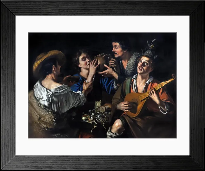 Framed Print : Happy company around a table ROME XVIIth century Valentin of Boulogne 1591-1632 (the genre of Theodor Rombouts Antwerp) Framed Print : Happy company around a table ROME XVIIth century Valentin of Boulogne 1591-1632 (the genre of Theodor Rombouts Antwerp)
