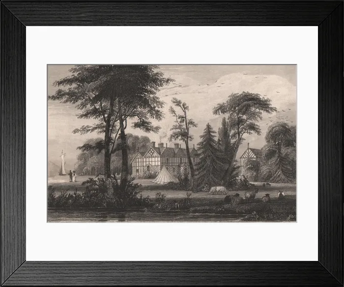 Framed Print : Irlam Hall, Manchester. HARWOOD, antique print 1829 Framed Print : Irlam Hall, Manchester. HARWOOD, antique print 1829