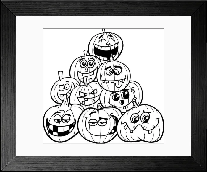 Framed Print : halloween pumpkins coloring page Framed Print : halloween pumpkins coloring page