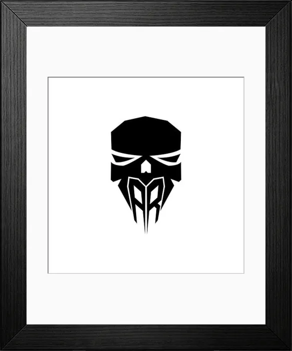 Framed Print : AR Initial ESport gaming logo. Modern head Skull shape template vector logo Framed Print : AR Initial ESport gaming logo. Modern head Skull shape template vector logo