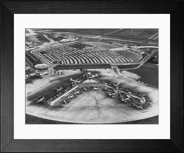 Framed Print : Chicago, Illinois: c. 1970 Aerial view of the American Airlines terminal at O'Hare International Airport in Chicago Framed Print : Chicago, Illinois: c. 1970 Aerial view of the American Airlines terminal at O'Hare International Airport in Chicago