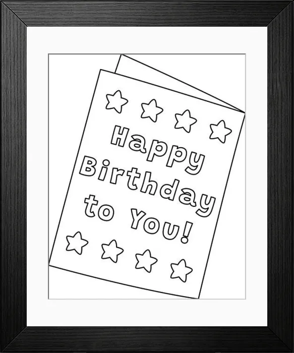 Framed Print : Birthday Card Isolated Coloring Page for Kids Framed Print : Birthday Card Isolated Coloring Page for Kids