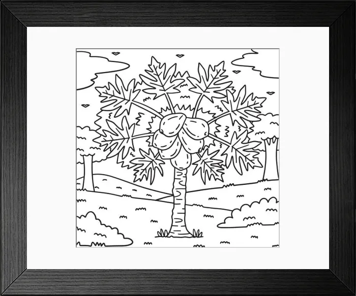 Framed Print : Papaya Tree Fruit Plant Coloring Page for Kids Framed Print : Papaya Tree Fruit Plant Coloring Page for Kids