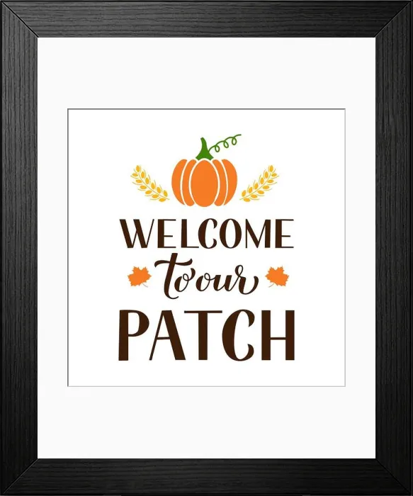 Framed Print : Welcome to our patch quote with hand drawn pumpkin Framed Print : Welcome to our patch quote with hand drawn pumpkin