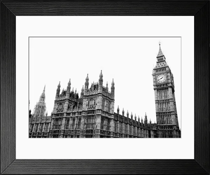 Framed Print : Black & White image of the Houses Of Parliament in Westminster London England UK which is a popular travel destination Framed Print : Black & White image of the Houses Of Parliament in Westminster London England UK which is a popular travel destination