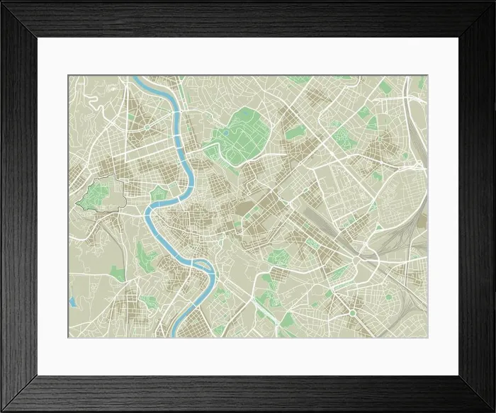 Framed Print : Vector city map of Rome with well organized separated layers Framed Print : Vector city map of Rome with well organized separated layers
