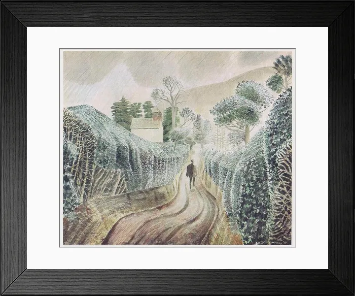 Framed Print : WET AFTERNOON. View of the Church of St. Mary, Capel-y-ffin, Powys 1938 by Eric Ravilious Framed Print : WET AFTERNOON. View of the Church of St. Mary, Capel-y-ffin, Powys 1938 by Eric Ravilious