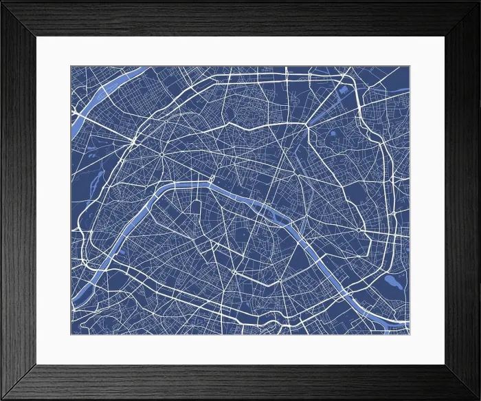 Framed Print : Detailed map poster of Paris city administrative area Framed Print : Detailed map poster of Paris city administrative area