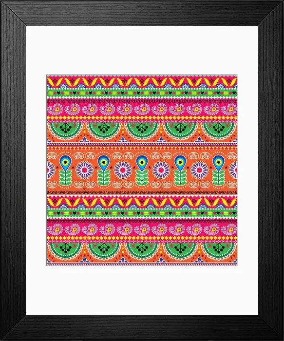 Framed Print : Vector floral seamless folk art pattern - Indian truck art floral Framed Print : Vector floral seamless folk art pattern - Indian truck art floral