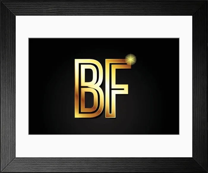 Framed Print : gold alphabet letter bf b f logo combination design suitable for a company or business Framed Print : gold alphabet letter bf b f logo combination design suitable for a company or business