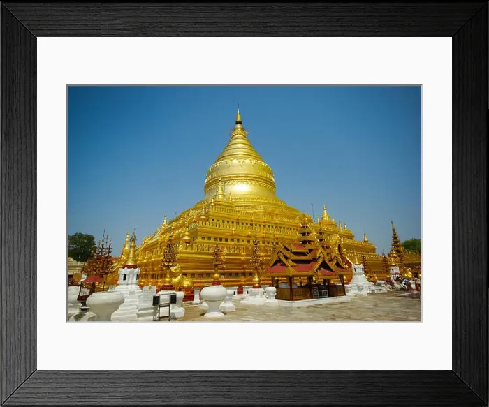 Framed Print : Bagan, Myanmar - July 23, 2017: Golden temples Bagan Framed Print : Bagan, Myanmar - July 23, 2017: Golden temples Bagan