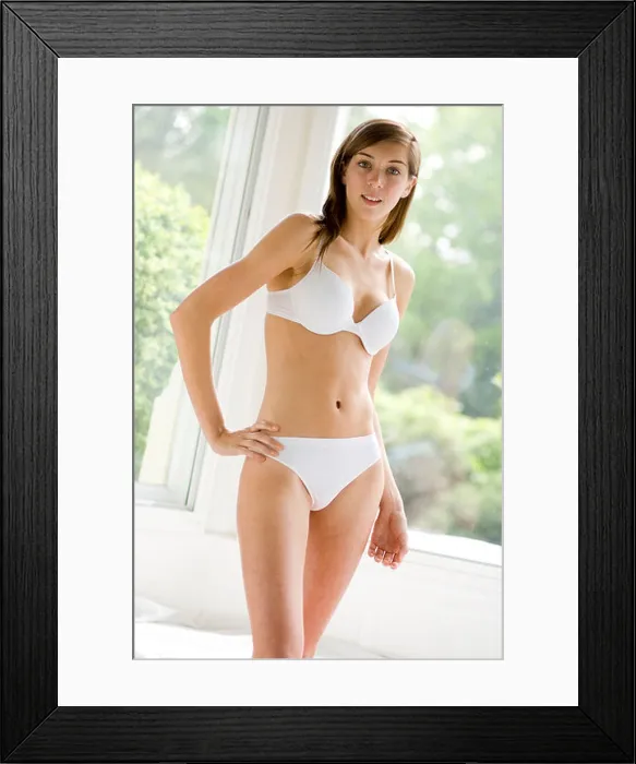 Framed Print : Young girl wearing underwear