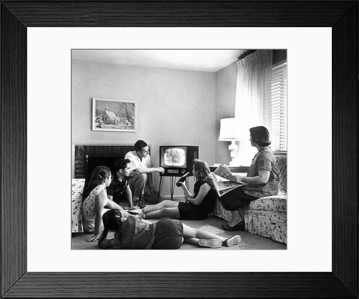 Framed Print : Family Watching Television, 1958