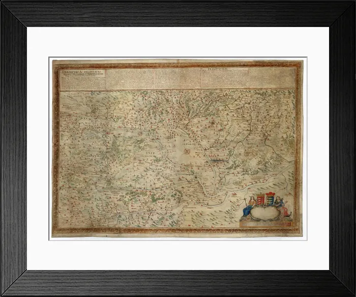 Framed Print : Emanuel Stenghri - Magyarország kéziratos térképe 1664