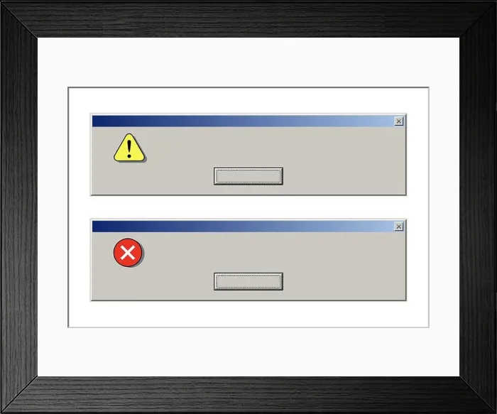 Framed Print : Old computer window with error message Framed Print : Old computer window with error message