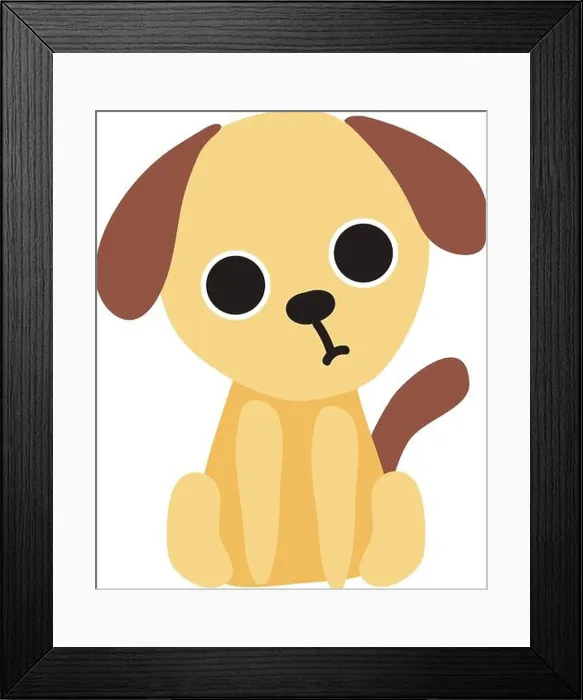 Framed Print : Cute little puppy, illustration, vector on white background Framed Print : Cute little puppy, illustration, vector on white background
