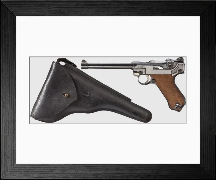 Framed Print : A pistol 04(1914)DWM 1917 with holster Framed Print : A pistol 04(1914)DWM 1917 with holster