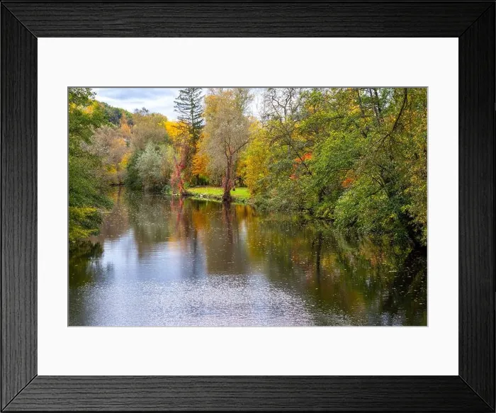 Framed Print : River Glan in Germany surrounded with trees in autumn colors
