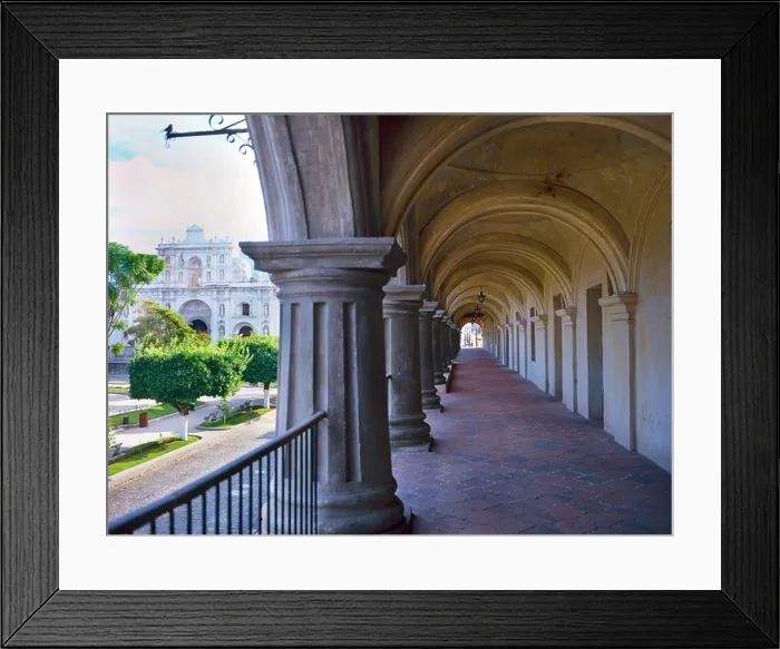 Framed Print : The arch covered corridor of the colonial Palacio de los Capitanes beside the Plaza Mayor of Antigua Guatemala Framed Print : The arch covered corridor of the colonial Palacio de los Capitanes beside the Plaza Mayor of Antigua Guatemala