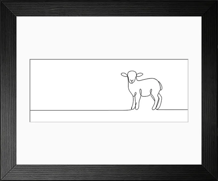 Framed Print : Sheep lamb in one continuous line drawing Framed Print : Sheep lamb in one continuous line drawing