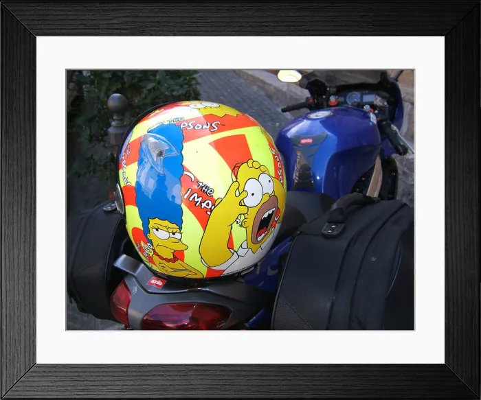 Framed Print : custom simpsons motorbike rider helmet Framed Print : custom simpsons motorbike rider helmet