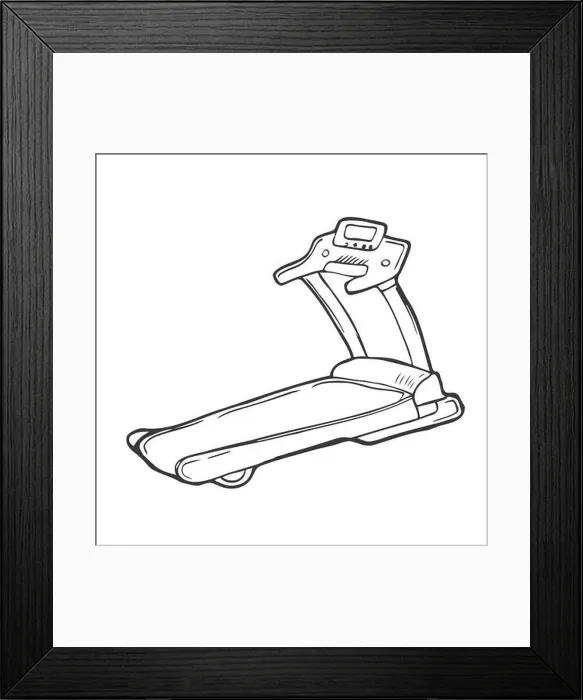 Framed Print : Doodle sketch hand drawn gym equipment machine treadmill Framed Print : Doodle sketch hand drawn gym equipment machine treadmill