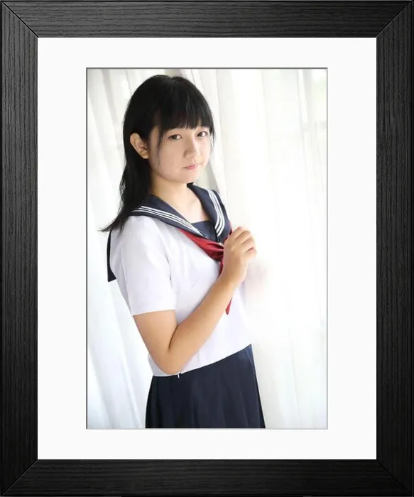 Framed Print : Japanese school girl in the garden Framed Print : Japanese school girl in the garden