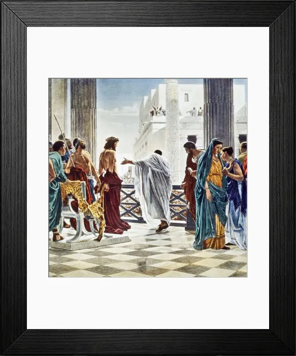 Framed Print : 1870s PONTIUS PILATE PRESENTING THE SCOURGED JESUS TO THE CROWD SAYING ECCE HOMO BEHOLD THE MAN PAINTING BY ANTONIO Framed Print : 1870s PONTIUS PILATE PRESENTING THE SCOURGED JESUS TO THE CROWD SAYING ECCE HOMO BEHOLD THE MAN PAINTING BY ANTONIO