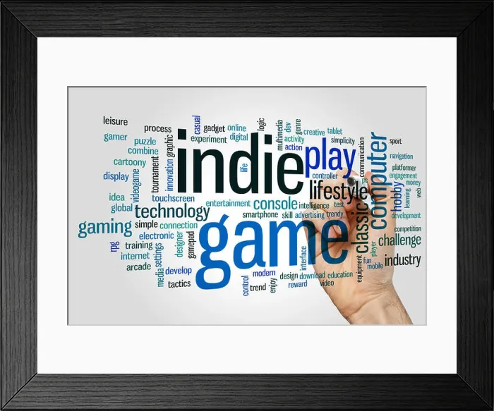 Framed Print : Indie game concept word cloud background Framed Print : Indie game concept word cloud background