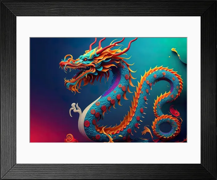 Framed Print : Chinese New Year Decoration--Closeup of Dancing Dragon and knots