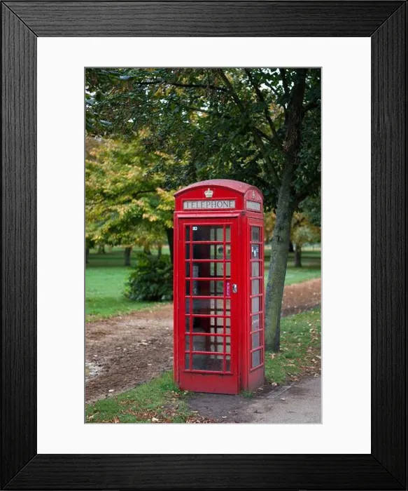 Framed Print : Red Telephone Box in Kensington Gardens, London W2 2UH Framed Print : Red Telephone Box in Kensington Gardens, London W2 2UH