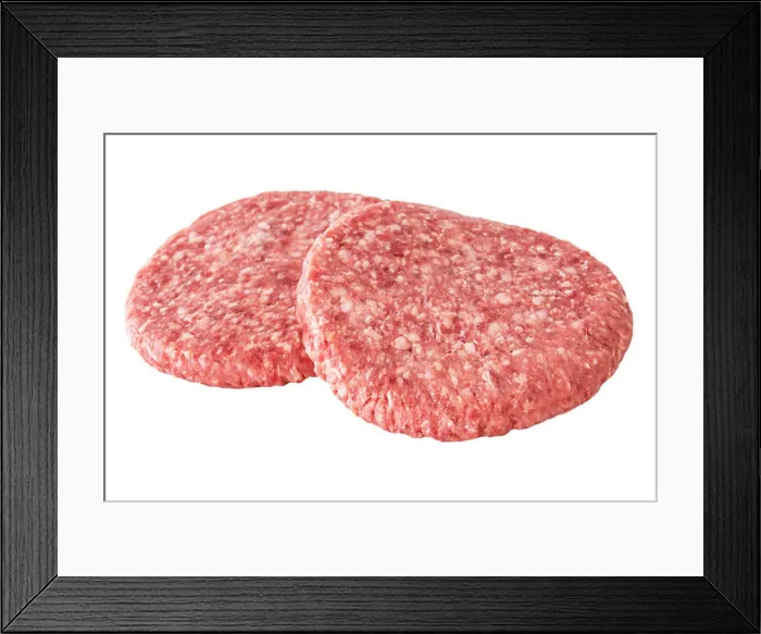Framed Print : Hamburger meat on white background Framed Print : Hamburger meat on white background