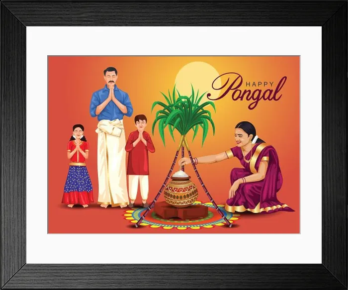 Framed Print : Happy Pongal celebration with sugarcane Framed Print : Happy Pongal celebration with sugarcane