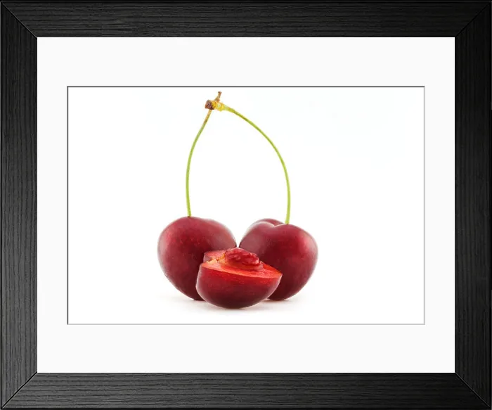 Framed Print : A high key studio image of a cluster of cherries Framed Print : A high key studio image of a cluster of cherries