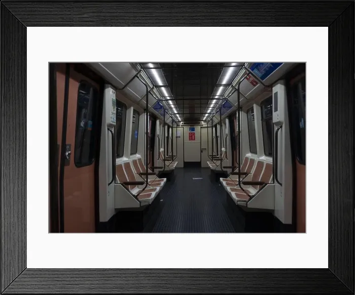 Framed Print : A closeup shot of the interior of a metro carriage Framed Print : A closeup shot of the interior of a metro carriage