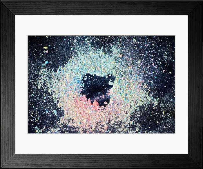 Framed Print : Colorful background of chalk powder. Multicolored dust particles splattered on black background Framed Print : Colorful background of chalk powder. Multicolored dust particles splattered on black background