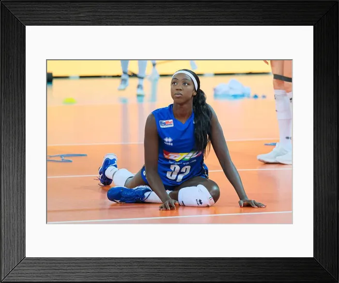 Framed Print : Adhuoljok John Majak Malual of Italy seen during the DHL Test Match Tournament women's volleyball between Italy Framed Print : Adhuoljok John Majak Malual of Italy seen during the DHL Test Match Tournament women's volleyball between Italy