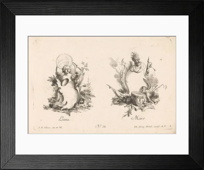 Framed Print : Luna and Mars; Ornements Modernes Framed Print : Luna and Mars; Ornements Modernes