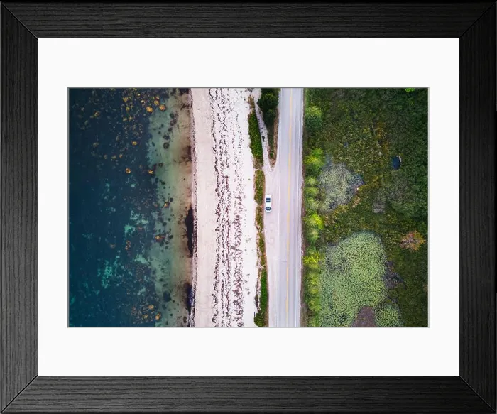 Framed Print : Aerial View of Coastal Road by Meisner's Beach, Nova Scotia Framed Print : Aerial View of Coastal Road by Meisner's Beach, Nova Scotia