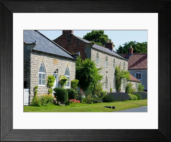 Framed Print : Traditional stone cottages in the village of Langton, near Malton, North Yorkshire, England UK Framed Print : Traditional stone cottages in the village of Langton, near Malton, North Yorkshire, England UK